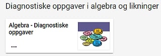 "Diagnostiske oppgaver i algebra og likninger" med en "Algebra - Diagnostiske oppgaver"-lenke