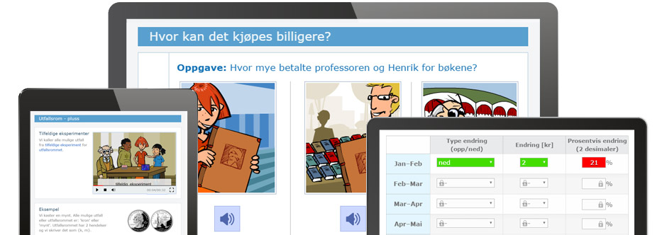 Læremiddelet fungerer på pc, nettbrett og mobil, og gir lærer nye verktøy i arbeidet med faget.